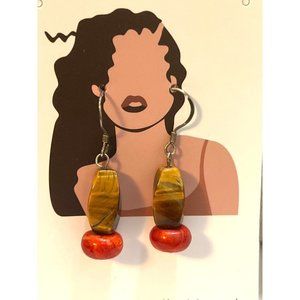 Tiger Eye And Carnelian Bead Earring